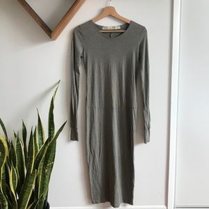 Raquel Allegra Gray Midi Dress Thin Knit Cotton